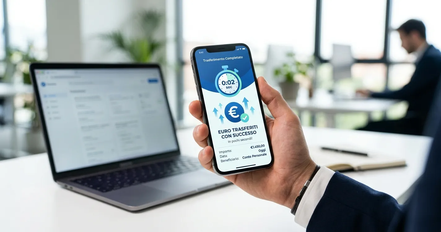 Soluzioni di pagamento istantaneo: bonifico istantaneo SEPA eseguito da smartphone in pochi secondi