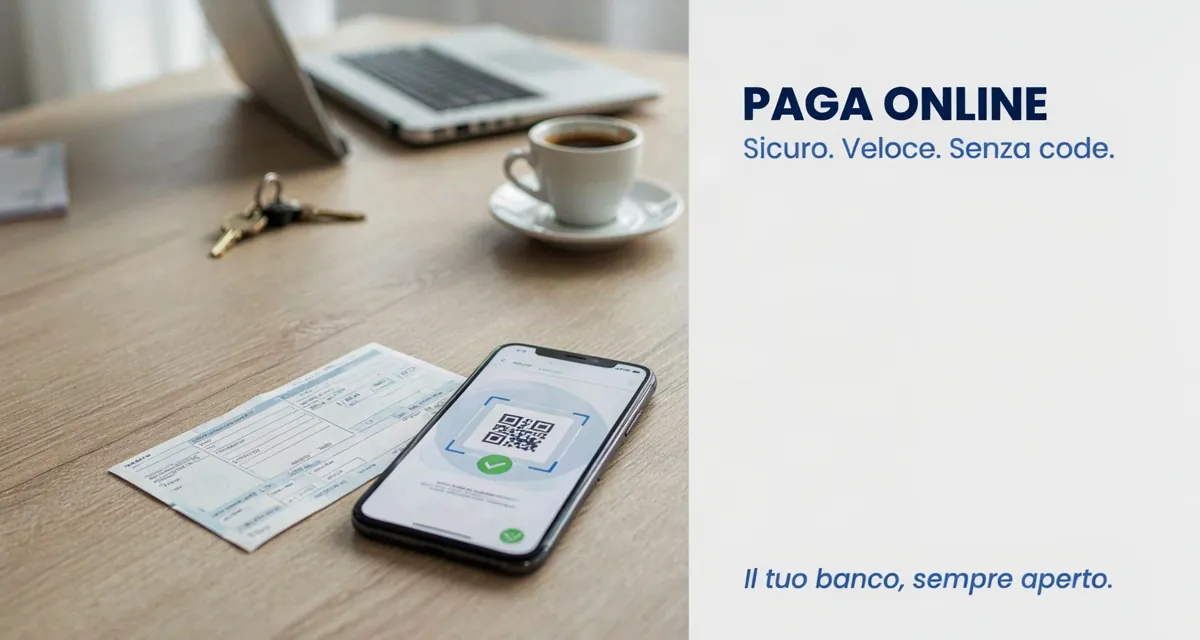 Bolletta cBILL con codice del creditore e QR code da leggere con l'app di home banking per pagare online
